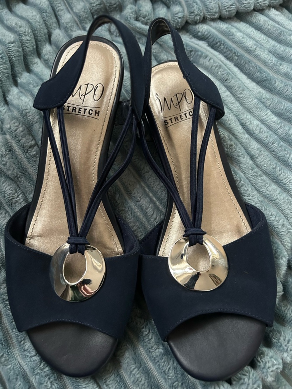 Impo Women's Navy Strappy Heels, short heels